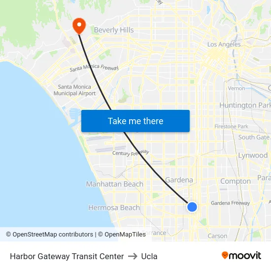 Harbor Gateway Transit Center to Ucla map