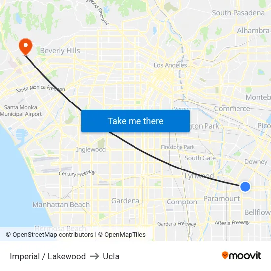 Imperial / Lakewood to Ucla map
