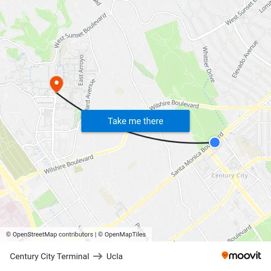 Century City Terminal to Ucla map