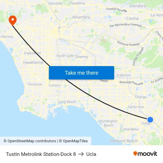 Tustin Metrolink Station-Dock 8 to Ucla map