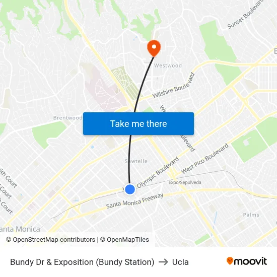 Bundy Dr & Exposition (Bundy Station) to Ucla map
