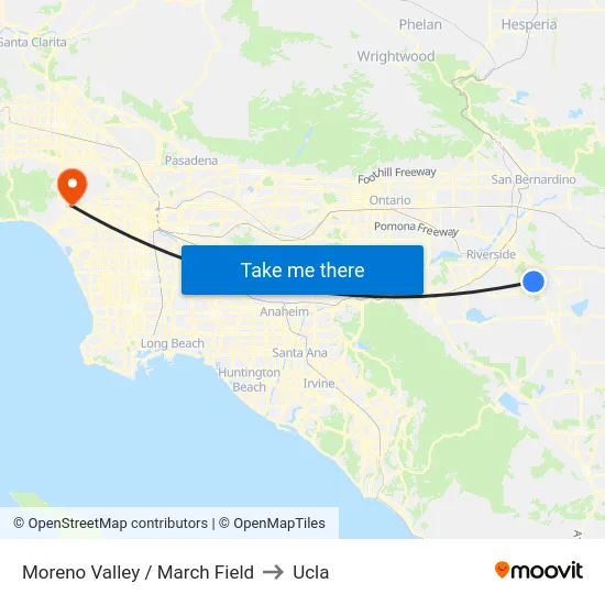 Moreno Valley / March Field to Ucla map