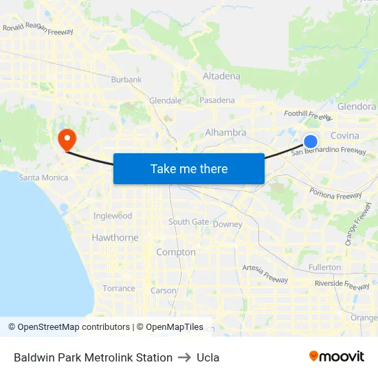 Baldwin Park Metrolink Station to Ucla map