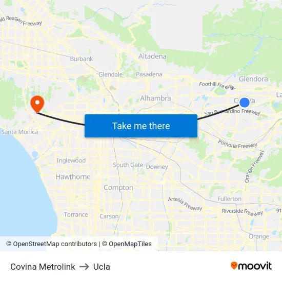 Covina Metrolink to Ucla map