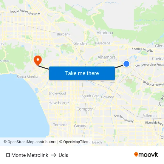 El Monte Metrolink to Ucla map