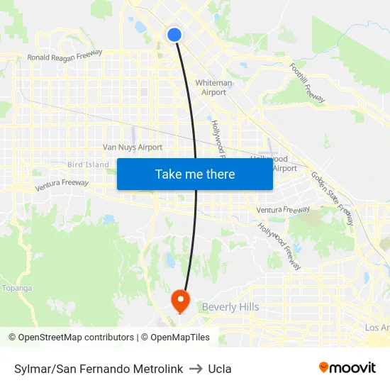 Sylmar/San Fernando Metrolink to Ucla map