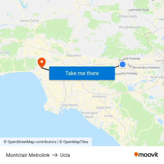 Montclair Metrolink to Ucla map