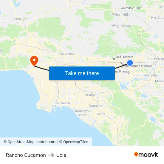 Rancho Cucamon to Ucla map