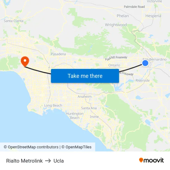Rialto Metrolink to Ucla map