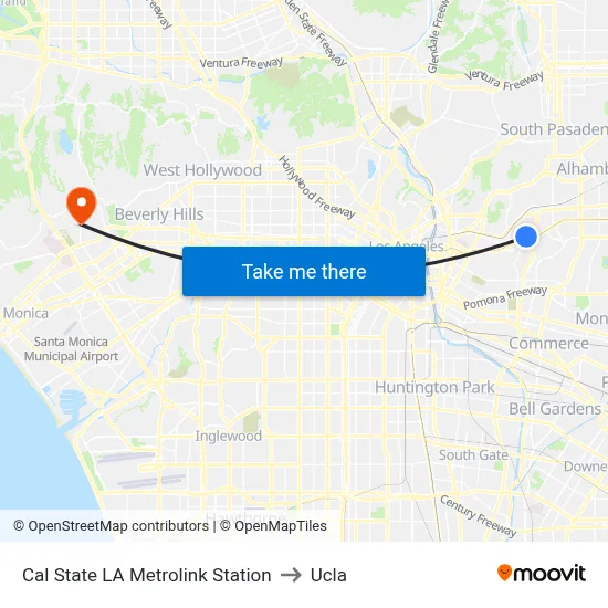 Cal State LA Metrolink Station to Ucla map