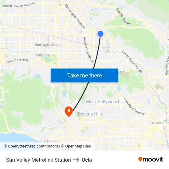 Sun Valley Metrolink Station to Ucla map