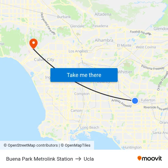 Buena Park Metrolink Station to Ucla map