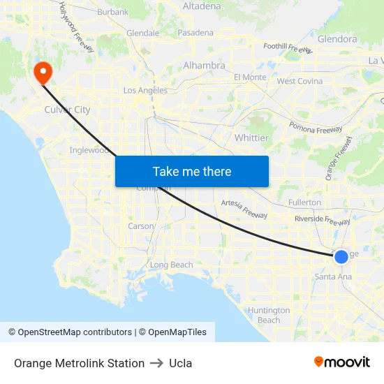 Orange Metrolink Station to Ucla map