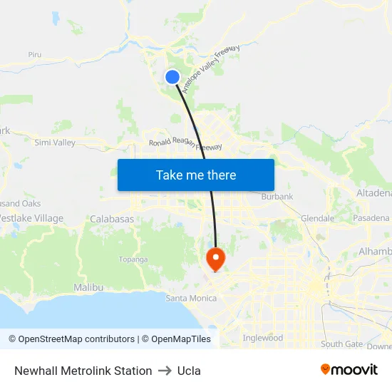 Newhall Metrolink Station to Ucla map