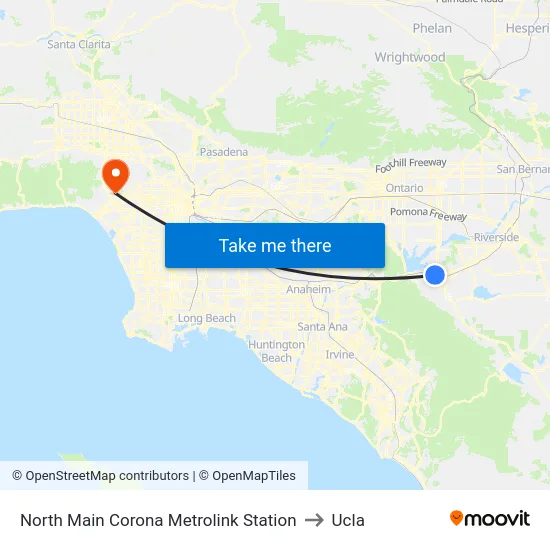 North Main Corona Metrolink Station to Ucla map