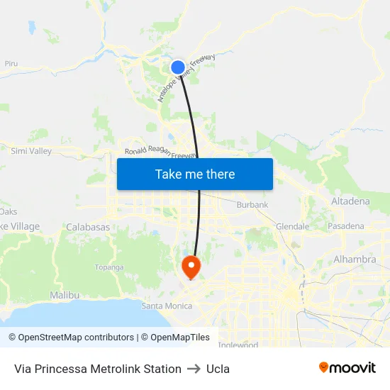 Via Princessa Metrolink Station to Ucla map