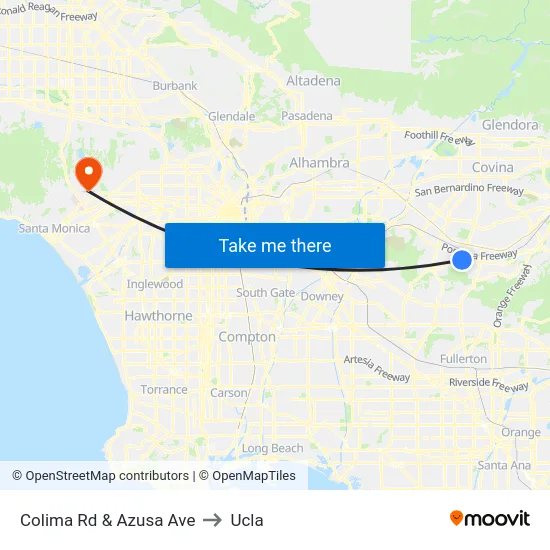 Colima Rd & Azusa Ave to Ucla map