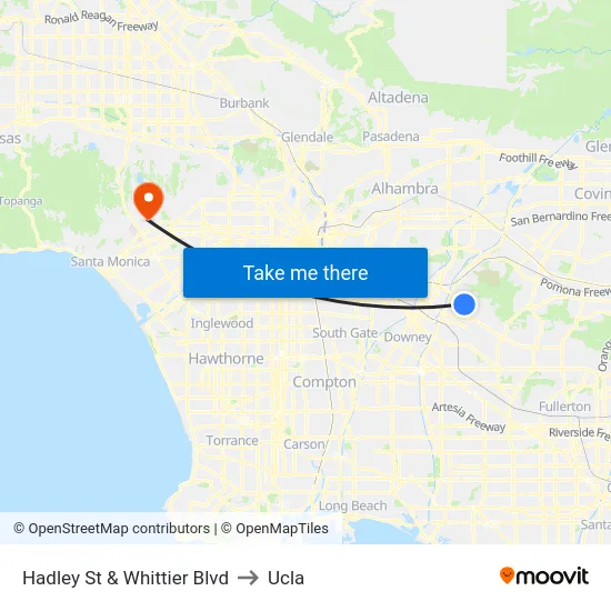 Hadley St & Whittier Blvd to Ucla map