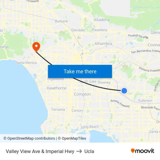 Valley View Ave & Imperial Hwy to Ucla map