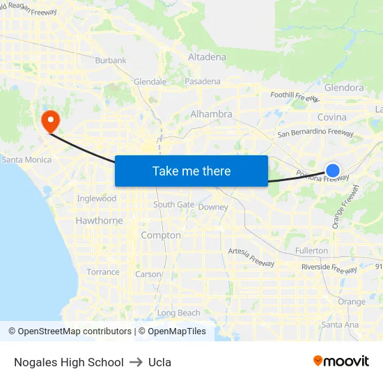 Nogales High School to Ucla map