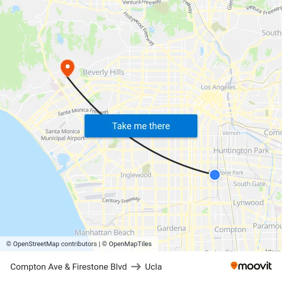 Compton Ave & Firestone Blvd to Ucla map