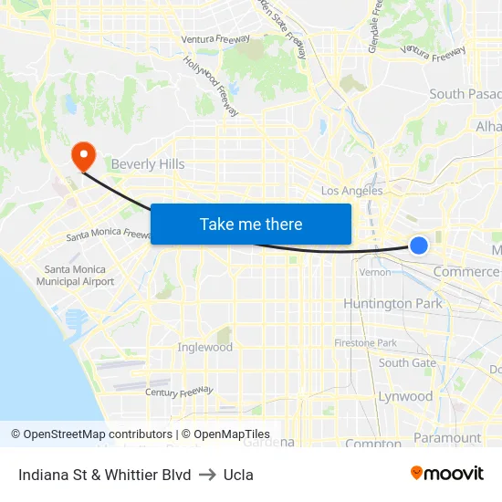 Indiana St & Whittier Blvd to Ucla map