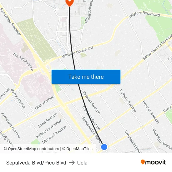 Sepulveda Blvd/Pico Blvd to Ucla map