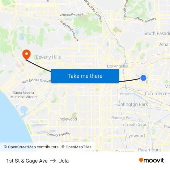 1st St & Gage Ave to Ucla map
