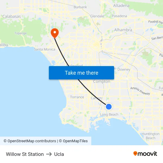 Willow St Station to Ucla map