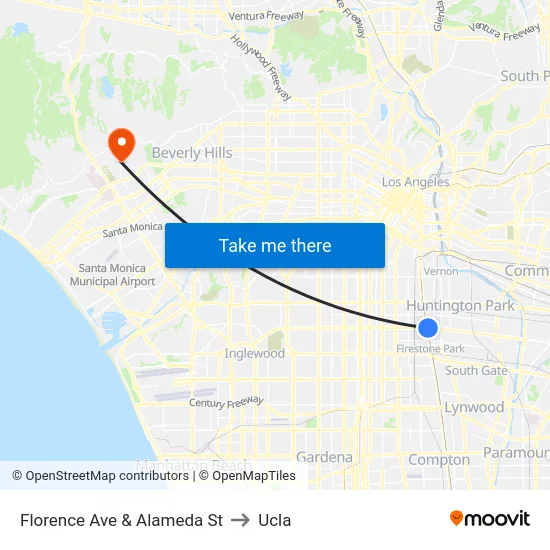 Florence Ave & Alameda St to Ucla map
