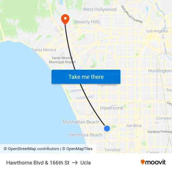 Hawthorne Blvd & 166th St to Ucla map