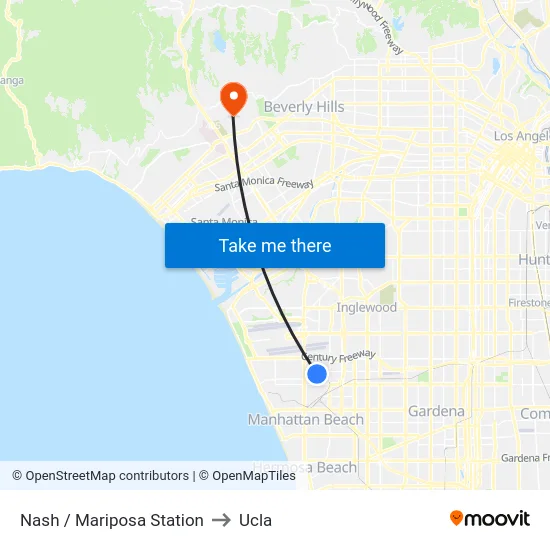 Nash / Mariposa Station to Ucla map