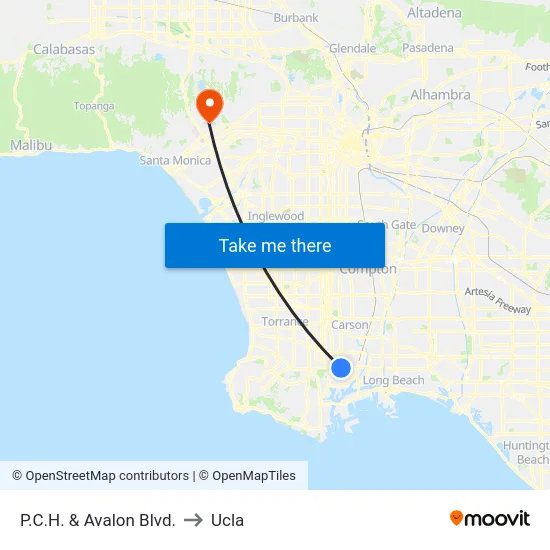 P.C.H. & Avalon Blvd. to Ucla map
