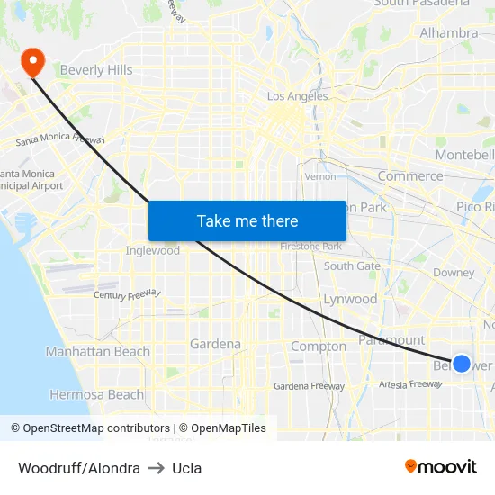 Woodruff/Alondra to Ucla map