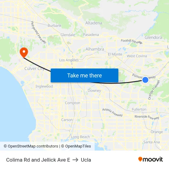 Colima Rd and Jellick Ave E to Ucla map