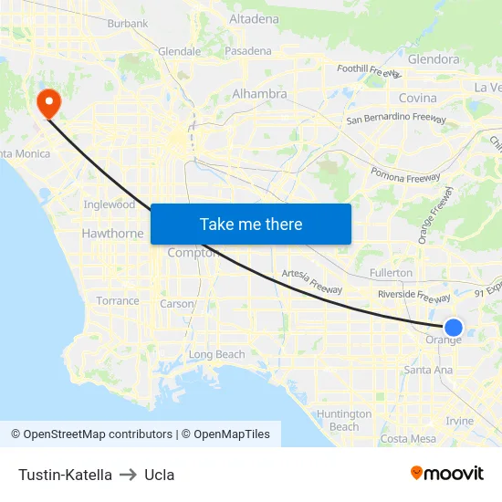 Tustin-Katella to Ucla map