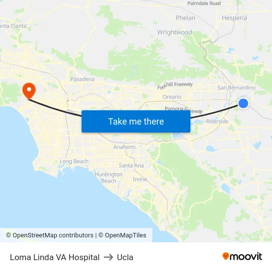 Loma Linda VA Hospital to Ucla map