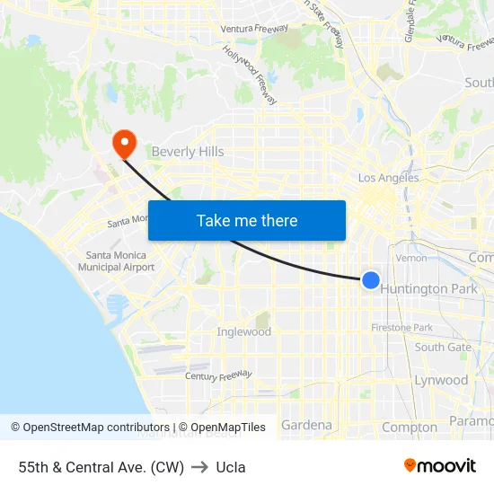 55th & Central Ave. (CW) to Ucla map