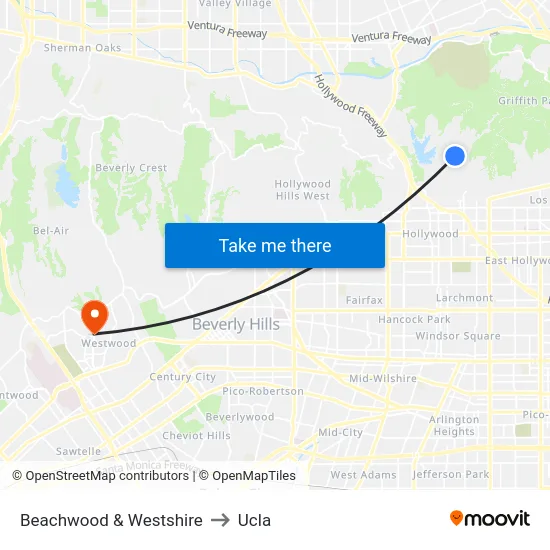 Beachwood & Westshire to Ucla map