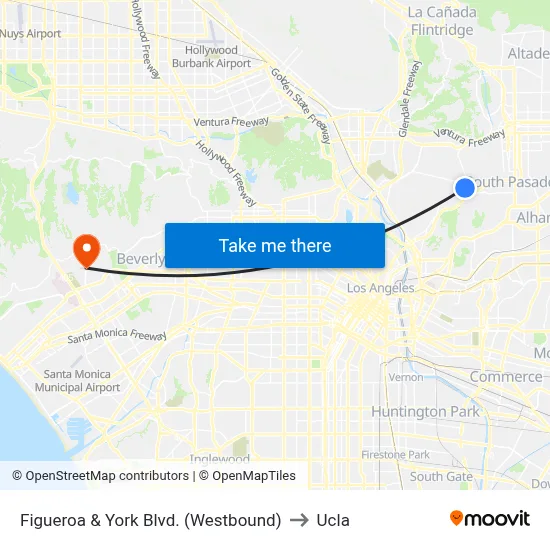 Figueroa & York Blvd. (Westbound) to Ucla map