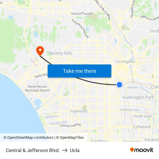 Central & Jefferson Blvd. to Ucla map