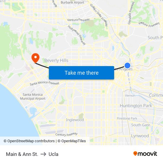 Main & Ann St. to Ucla map