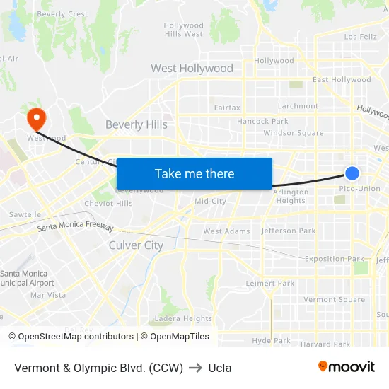 Vermont & Olympic Blvd. (CCW) to Ucla map