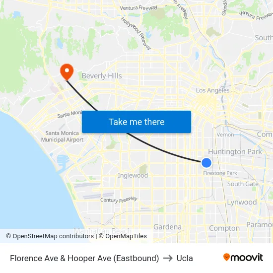 Florence Ave & Hooper Ave (Eastbound) to Ucla map