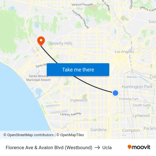 Florence Ave & Avalon Blvd (Westbound) to Ucla map