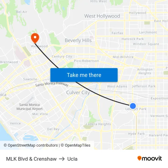 MLK Blvd & Crenshaw to Ucla map