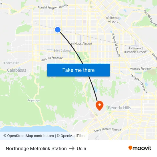 Northridge Metrolink Station to Ucla map