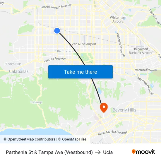 Parthenia St & Tampa Ave (Westbound) to Ucla map
