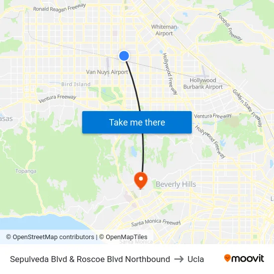 Sepulveda Blvd & Roscoe Blvd Northbound to Ucla map