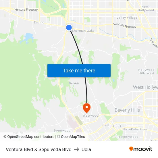 Ventura Blvd & Sepulveda Blvd to Ucla map